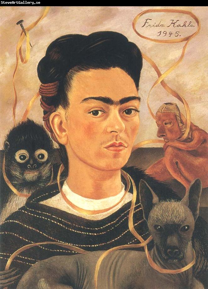 Frida Kahlo The self-portrait of artist and monkey